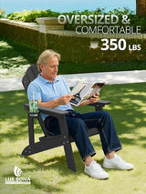 LUE BONA HDPE Adirondack Chairs Set of 8 - Weather Resistant Outdoor Seating with Cup Holder, Ideal for Patio, Deck - Photo 5