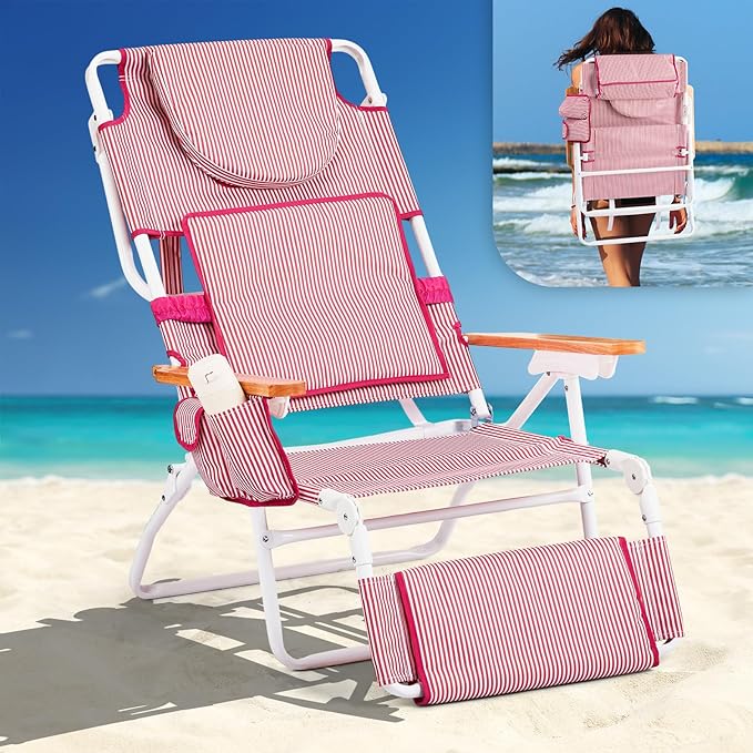 Bonnlo Deluxe 3-in-1 Beach Chair, Tanning Chair with Face Hole, Sunbathing Lounge Chair Outdoor, Adjustable Footrest - Photo 1
