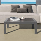 All-Weather Aluminum Outdoor Coffee Table, Modern Rectangle Patio Coffee Table for Balcony Garden, Deep Grey - Photo 2