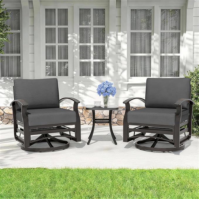 Kurapika 3 Pieces Patio Furniture Set, Outdoor Aluminum Swivel Gliders Rocker - Photo 1