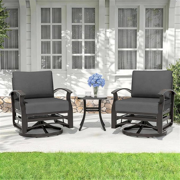 Kurapika 3 Pieces Patio Furniture Set, Outdoor Aluminum Swivel Gliders Rocker - Photo 1