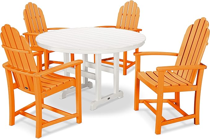 POLYWOOD® Classic Adirondack Dining Set, Tangerine/White