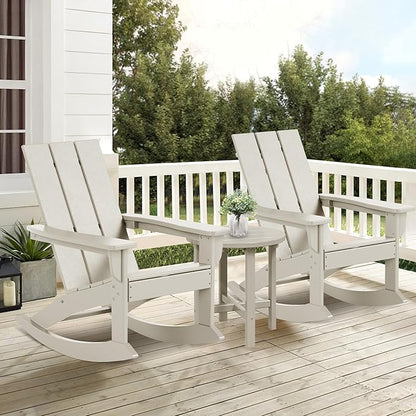 Costaelm Outdoor Adirondack Chair, All Weather Resistant Lawn Chairs Balcony Chair and Fire Pit Chairs, Patio Chair Outdoor Porch Rocking Chair High Back HDPE Poly Lumber, Sand