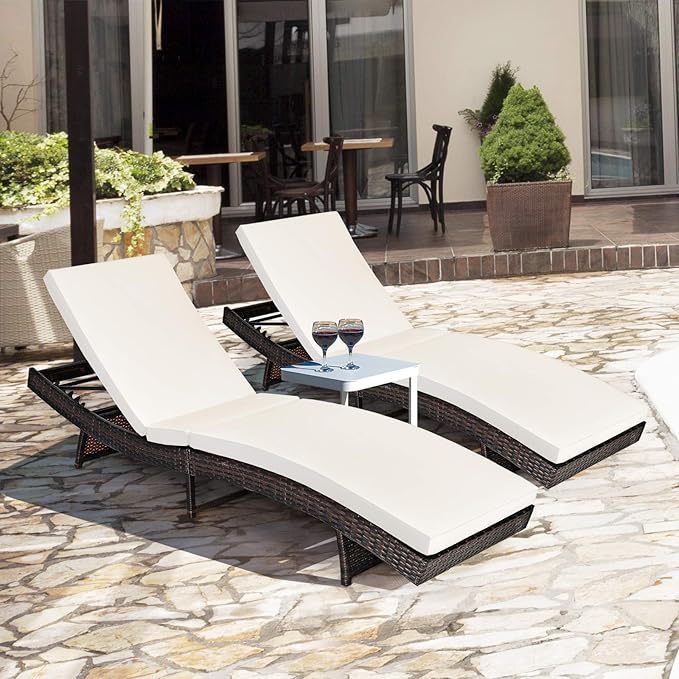 Tangkula Outdoor Chaise Lounger, Rattan Patio Lounge Chair with Removable Thick Cushion, 5 Adjustable Levels - Photo 2