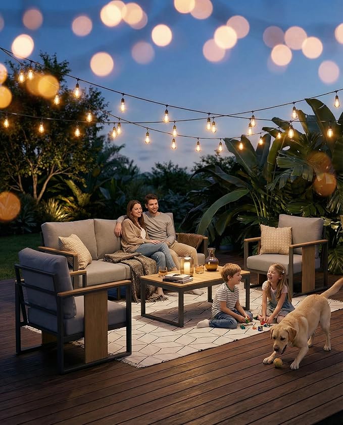 ZANDOR Outdoor Aluminum Patio Furniture Set 4 Piece Patio sectional Conversation Sets with Coffee Table and Chairs Lawn - Photo 9