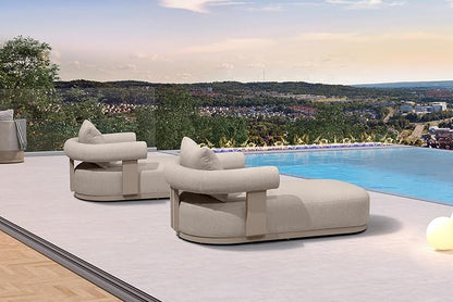 PURPLE LEAF Outdoor Chaise Lounge Set of 2 Chair Modern Aluminum Lounger Daybed with Lumbar Pillow and Armrest for Patio Poolside Beach Sunbathing Deck, Champagne