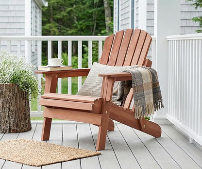 Oversized Wooden Folding Adirondack Chair with Pre-Assembled Backrest and Seat Board, Lounge Chair for Outdoor Patio Garden Lawn Backyard Firepit Deck Pool Beach