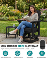 SERWALL Adirondack Swivel Glider, HDPE Glider Set of 4 for Outdoor, All-Weather Glider Rocking Chair for Porch, Balcony - Photo 4