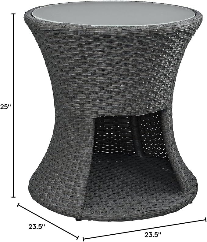 Modway Sojourn Wicker Rattan Outdoor Patio Side End Table in Chocolate