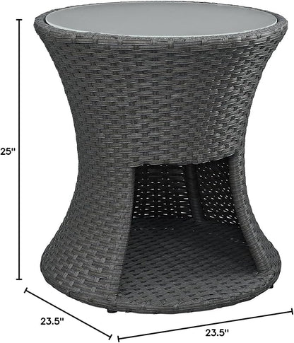 Modway Sojourn Wicker Rattan Outdoor Patio Side End Table in Chocolate