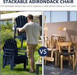 nevilywood 5-Piece HDPE Adirondack Chair Set, 4 Stackable Chairs Coffee Table, All-Weather Wood Grain - Photo 6