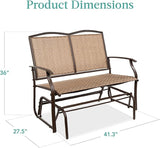 Best Choice Products 2-Person Outdoor Patio Swing Glider Steel Bench Loveseat Rocker for Deck, Porch w/Textilene Fabric - Photo 3