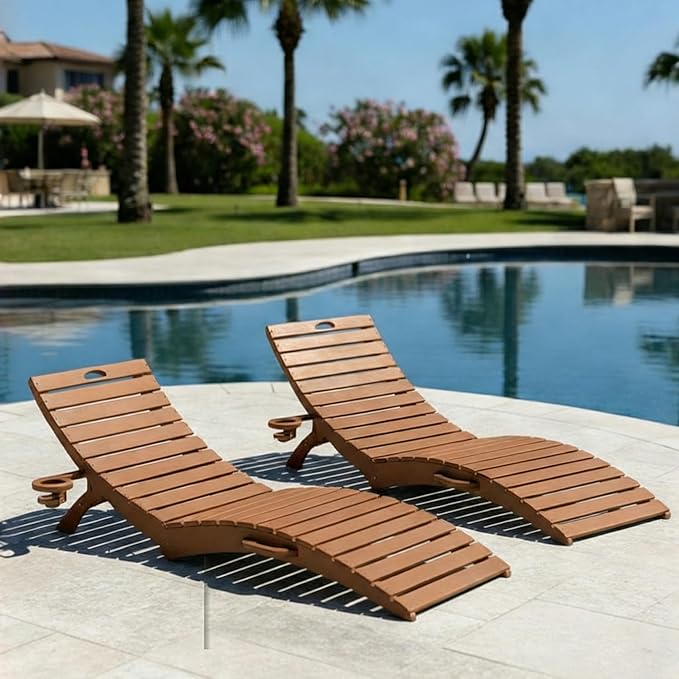 Pre-Assembled Folding in-Pool Lounge Chair, HDPE Outdoor Chaise Lounge with Cup Holder, Pool Lounge Chair for Poolside - Photo 1