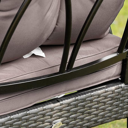 Outsunny Outdoor Wicker Rocking Chair with Padded Cushions, Aluminum Furniture Rattan Porch Rocker Chair w/Armrest for Garden, Patio, and Backyard, Gray