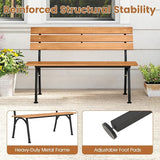 HAPPYGRILL Outdoor Acacia Wood Bench, 2-Person Park Bench with Metal Frame, Slatted Seat and Backrest - Photo 8