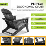 LOUNZY Folding Adirondack Chair with Cup Holder, HDPE All-Weather Folding Patio Chair - Photo 5