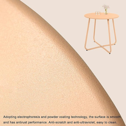 EortheX Small Round Metal Coffee Side Birstro Table – Sturdy & Weather-Resistant Accent Table for Patio, Balcony Indoor Outdoor Use - Metal Desert Gold