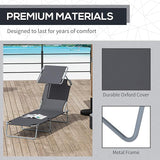 Outsunny Outdoor Lounge Chair, Adjustable Folding Chaise Lounge, Tanning Chair with Sun Shade for Beach, Camping, Hiking - Photo 6
