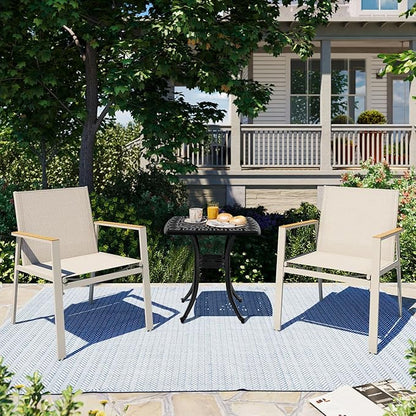 Outdoor 21" Cast Aluminum Square Side Table Set of 2 End Table for Patio, Backyard, Pool, Indoor Companion, Easy Maintenance and Weather Resistant, Black