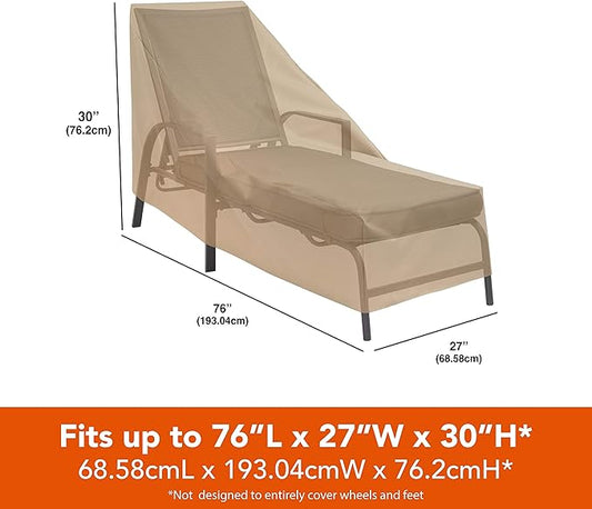 Modern Leisure Basics Patio Chaise Lounge Chair Cover - Weather-Resistant Fabric - Furniture Protection Perfect for Patio, Deck, and Porch - 76" L x 27" W x 30" H - Khaki - 1-Pack - 2017 Model