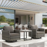 Outdoor Patio Swivel Rocker Chairs - 3 Piece Wicker Patio Furniture Bistro Swivel Rocking Chairs Set with Comfortable - Photo 6