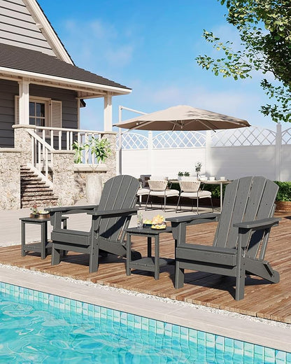 GAOMON Foldable Adirondack Chair (1 Pack), HDPE All-Weather Outdoor Patio Chair, Oversized Lawn Chair for Garden Backyard Poolside, 380 Lbs Capacity, Grey