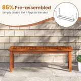 Tangkula Outdoor Wood Bench, 2-Person Backless Patio Garden Bench with Slatted Seat - Photo 8
