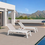 PURPLE LEAF Oversize Chaise Lounge Chair Outdoor 2 Pieces White Aluminum Lounge Chair with Wheels and Table for Pool - Photo 1