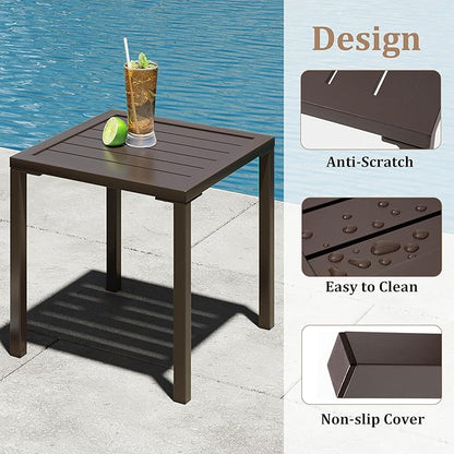 Patio Chaise Lounge Chair Set, 3PCS Outdoor Recliner Lounge Chair with Side Table, All Weather Chaise with 5 Adjustable Backrest and Lay Flat Positions for Garden, Balcony, Pool