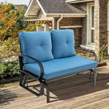Giantex 2 Seats Glider Bench for Outside, Patio Glider Porch Loveseat w/Cushions & Powder Coated Steel Frame - Photo 8