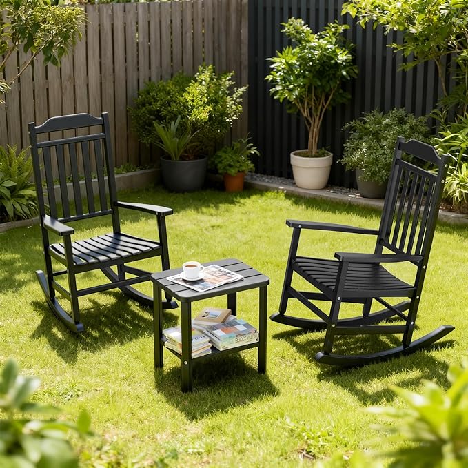 5 Piece Outdoor Rocking Bistro Set, Rocking Chairs Outdoor Furniture - Photo 2