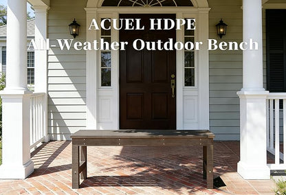 48" HDPE Outdoor Bench, All-Weather & Fade-Resistant 2-Person Garden Bench, Low Maintenance Patio Bench for Garden, Porch & Patio,Brown