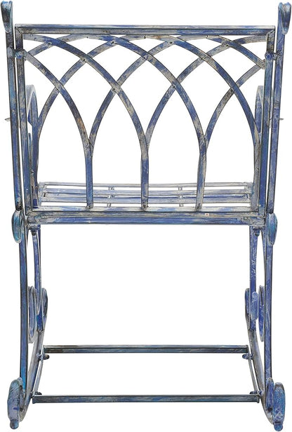 SAFAVIEH Outdoor Collection Medrano Victorian Mossy Blue Wrought Iron Rocking Chair