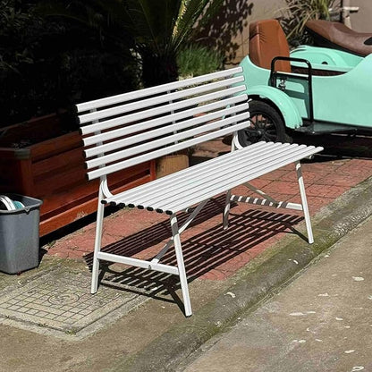 Metal Garden Bench, Patio Bench, Outdoor Benches, Porch Bench, Front Porch Bench, Outdoor Garden Bench, Sturdy and Weather-Resistant, for Porch, Lawn, Garden and Patio(White)
