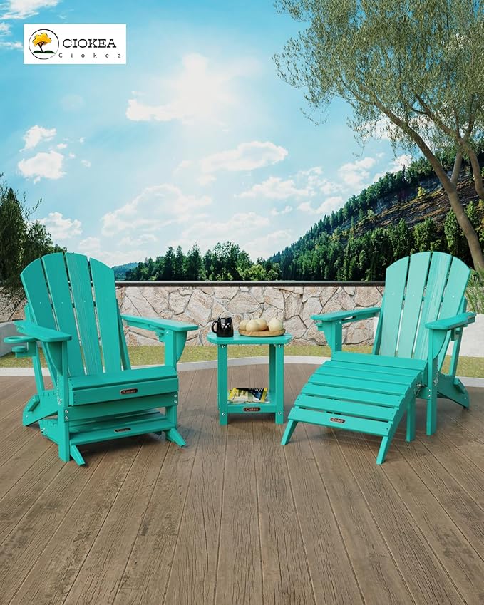Ciokea Adirondack Outdoor Side Table 2 Pack, 2-Tier Sturdy Patio End Table Weather Resistant for Patio, Pool, Porch - Photo 2