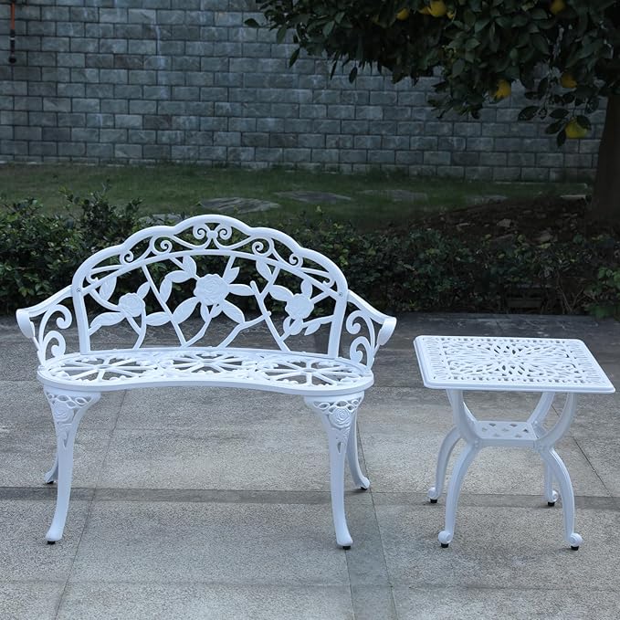 KAILI Outdoor Cast Aluminum Side Table Patio Side Table Backyard, Pool, Indoor - Photo 7