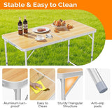 VINGLI 4FT White Folding Table with Carrying Handle Height Adjustable Lightweight Fold Up Portable for Indoor Outdoor - Photo 4