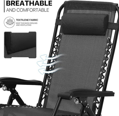 MoNiBloom Rocking Lounger Outdoor Chair Set of 2, Portable High Back Compact Foldable Reclining Zero Gravity Lounge Patio Rocking Chair with Adjustable Armrest and Footrest for Beach Yard Pool Outdoor