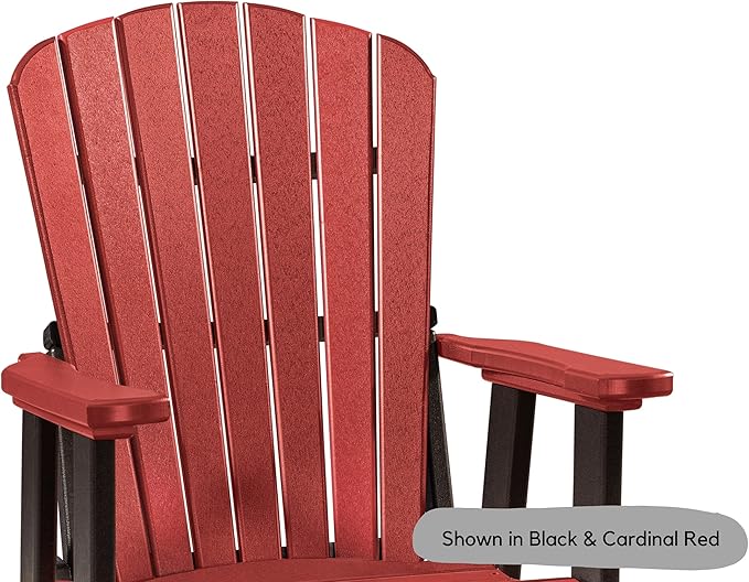 DutchCrafters Slat Fan Back Poly Adirondack Swivel Glider Outdoor Patio Chair (Black & Cedar)