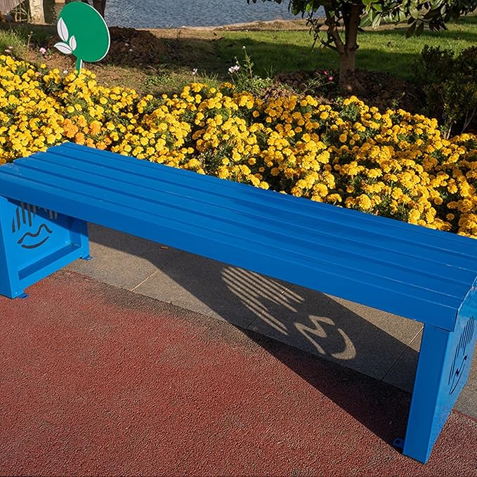 Durable Metal Garden Bench for Outdoors, Heavy-Duty 1102 lb Capacity Patio Seating, Stylish Blue Park Bench for Lawns, Yards, Porches - 120cm/47in