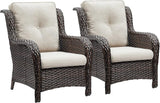 Rilyson Outdoor Wicker Patio Chairs Set of 2: Rattan Dining Chairs Porch Chairs Outdoor Club Chairs with high Back and - Photo 1