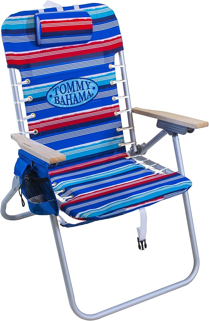Tommy Bahama Hi-Boy 17" Seat Height 4-Position Lace-Up Suspension Folding Beach Backpack Chair - Photo 1