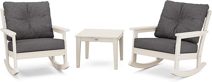 Polywood Vineyard 3-Piece Deep Seating Rocker Set (Sand/Antler Charcoal) - Photo 1