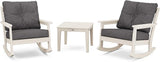 Polywood Vineyard 3-Piece Deep Seating Rocker Set (Sand/Antler Charcoal) - Photo 1