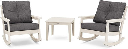 Polywood Vineyard 3-Piece Deep Seating Rocker Set (Sand/Antler Charcoal)