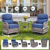 Luxury High Back Patio Furniture Set with 6-Inch Thick Cushions, 4-Pieces Outdoor Furniture with Swivel Chairs - Photo 4