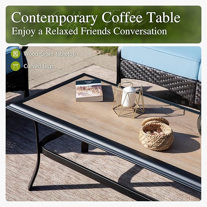 Sophia & William Patio Furniture Set, 5 Piece Metal Outdoor Conversation Set with 3-Seater Outdoor Couch - Photo 6
