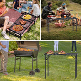 Anbte Folding Grill Table, 3ft Tri-Fold Aluminum Folding Table Adjustable Height Max 27.5" Grill Table with Mesh Desktop - Photo 7