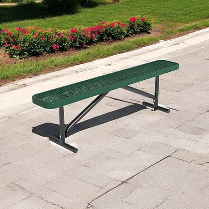 6 Feet Outdoor Benches, Green Heavy Duty Metal Park Bench for Outside, Weatherproof Dock Bench, 72" L Commercial Benches Backless Bench for Shopping Mall, Store, Lawn, Park, Patio, Deck, Garden