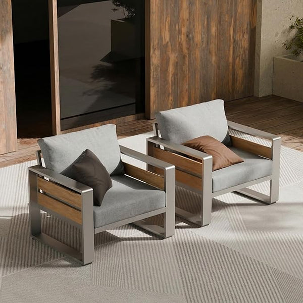 ZANDOR Aluminum Outdoor Patio Furniture - 2 Pcs Armchair - Photo 1